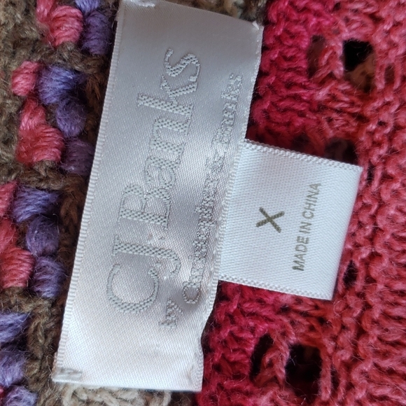 Vintage Y2K Grandmacore Crochet Knit Striped Caridgan Sweater sz X Women's - Picture 7 of 10